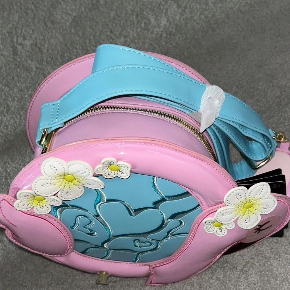 Loungefly Pink and Blue Flamingo Pool Float Crossbody Bag - Picture 2 of 4